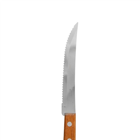 Cuchillo de acero inoxidable con mango de madera – detalle de la hoja