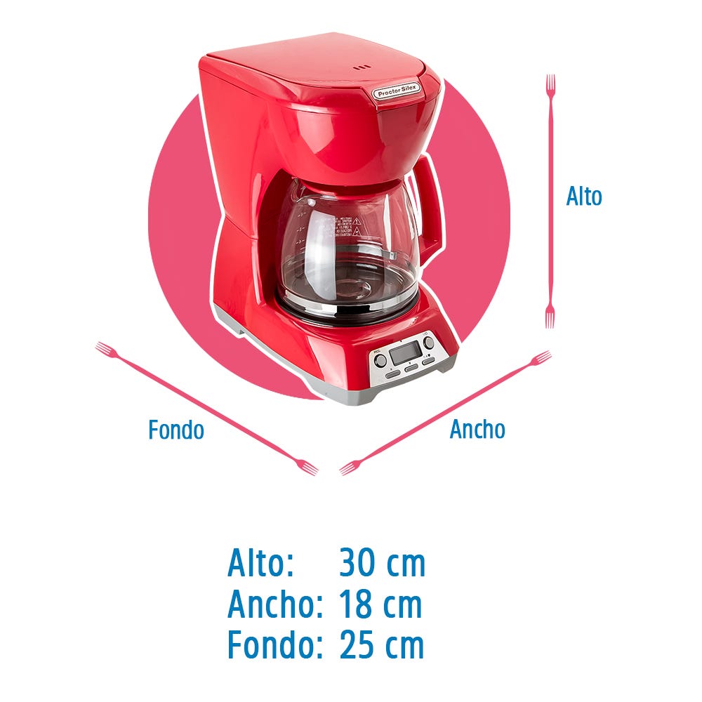 Cafetera programable 12 tazas roja 43673 Proctor Silex