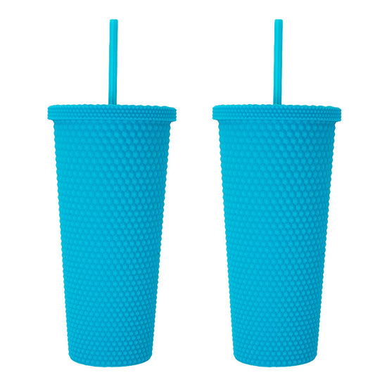 Pack Tu bebida favorita siempre contigo: Juego de 2 vasos con tapa y popote 710 ml Home Sweet Home