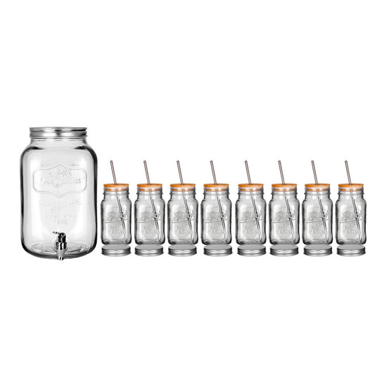 Pack Estilo y frescura: Juego de 8 tarros Home Sweet Home + Dispensador 8 litros Home Sweet Home