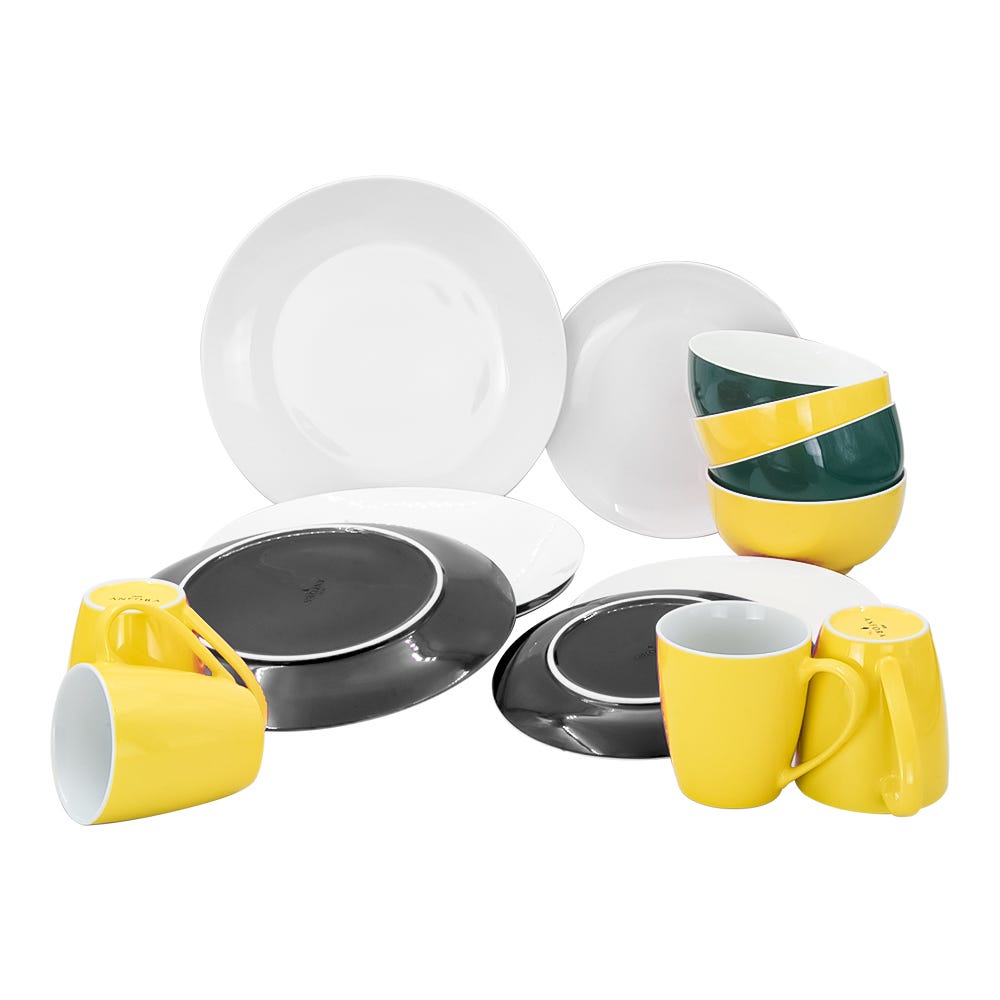 Vajilla de porcelana de 16 piezas Colorin Ánfora