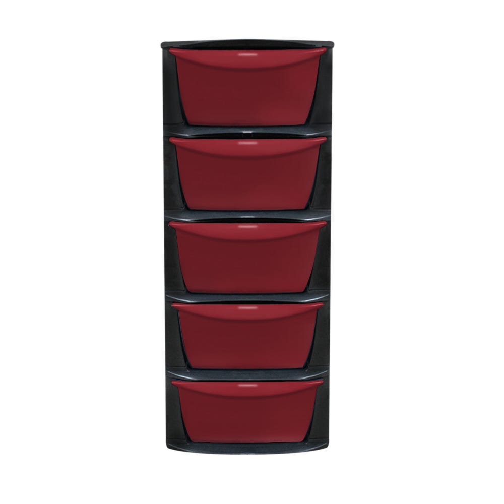 Cajonera 5 niveles Polipropileno Dinasty rojo con negro Mega