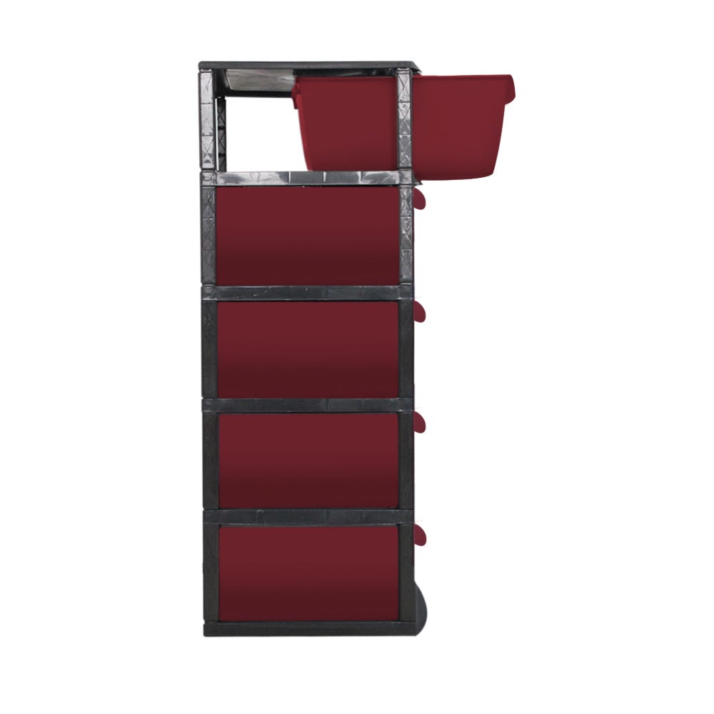 Cajonera 5 niveles Polipropileno Dinasty rojo con negro Mega