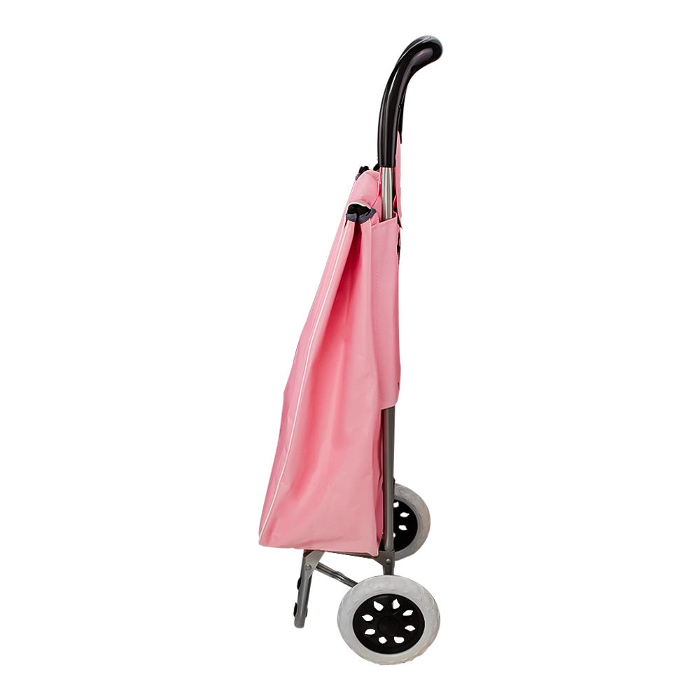 Carro de mandado plegable de acero y poliéster rosa pastel S/M Fast