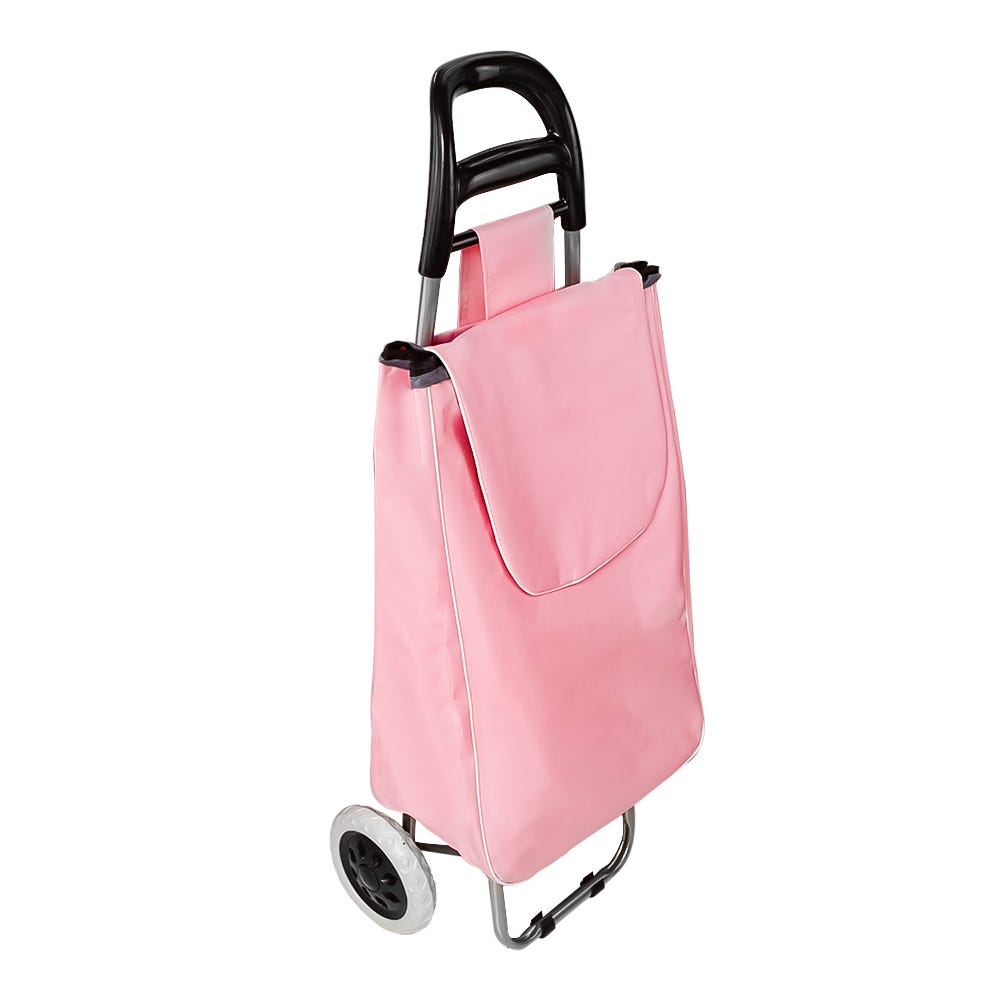 Carro de mandado plegable de acero y poliéster rosa pastel S/M Fast